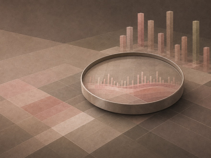 A magnifying lens over a field of data